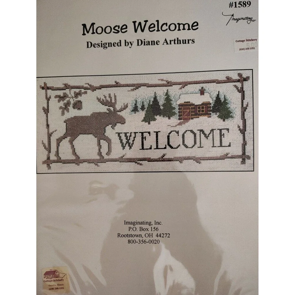 Imaginating Moose Welcome Cross Stitch Pattern Chart Diane Arthurs 1589 Vintage